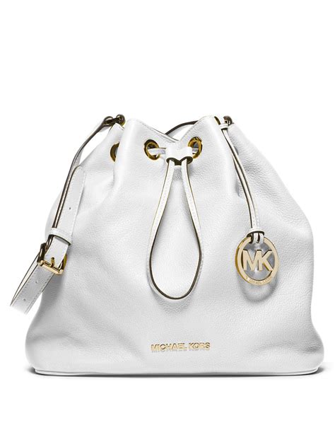 michael kors white drawstring bag|Michael Kors studded leather handbags.